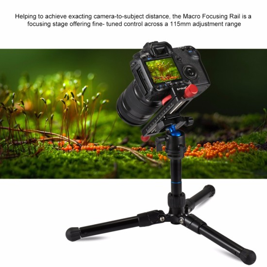 Focusing Rail Slider Close-up Shooting Tripod Head Quick Release Plate Holder for DSLR Camera black