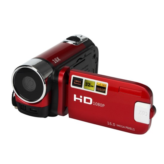 HD 1080P 16M 16X Digital Zoom Video Camcorder TPT LCD Camera DV Home Camera Red EU plug