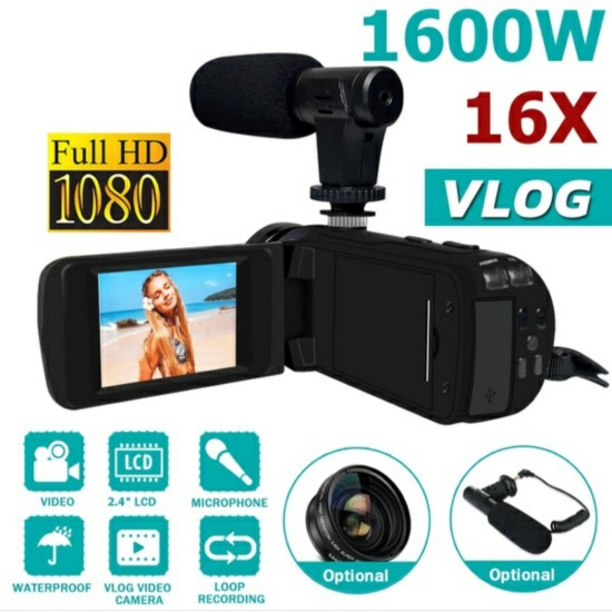 HD 1080P Digital Video Camera Camcorder W/Microphone Photography 16 Million Pixels Standard + microphone