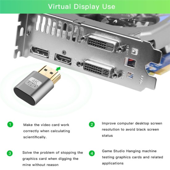 HDMI Virtual Display 4K HDMI DDC EDID Dummy Plug EDID Display gray