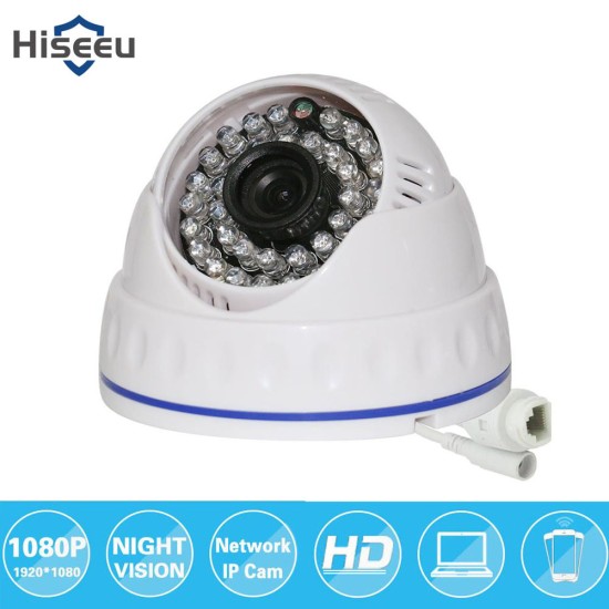 Hiseeu HCR512 1080P 2.0MP Mini Dome Security IP Camera IR CUT Night Vision Motion Detection Camera white