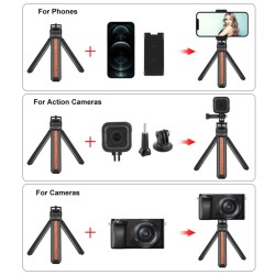 Inlaid Wood Desktop Live Tripod Multi-function Mobile Phone Holder Folding Portable 1/4 Screw Mini Tripod For Photography Camera Tripod PU620B