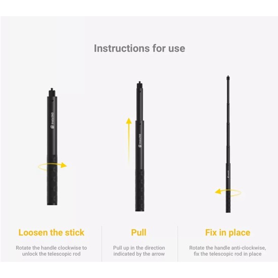 Insta360 ONE X Accessories Time Set Handle and Selfie Stick Action Camera Handlebar black