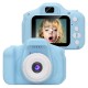 Kids Digital Video Camera Mini Rechargeable Battery HD Smart Ips Full Screen Display Children Cameras Blue