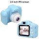 Kids Digital Video Camera Mini Rechargeable Battery HD Smart Ips Full Screen Display Children Cameras Blue