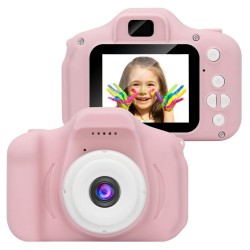 Kids Digital Video Camera Mini Rechargeable Battery HD Smart Ips Full Screen Display Children Cameras Pink