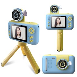 Kids Hd Digital Camera 20 Million Pixel Video Recorder 180 Degree Rotation Small Slr Photo Camera Blue