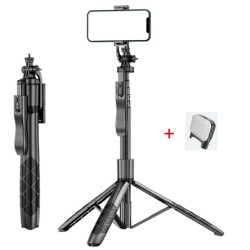 L16 1530mm Wireless Selfie Stick Tripod Foldable Monopod Black Single Light