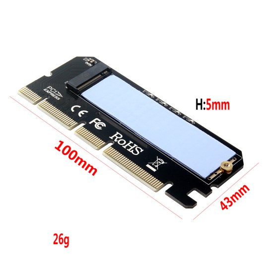 M.2 SSD Aluminum Alloy PCIE Adapter LED Housing Computer Expansion Card Interface Adapter M.2 NVMe SSD NGFF to PCIE 3.0X16 Riser Card black