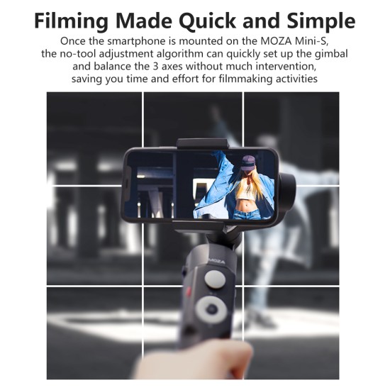 MOZA MINI-S 3 Axis Foldable Pocket Sized Handheld Gimbal Stabilizer for iPhone X Smartphone GoPro black