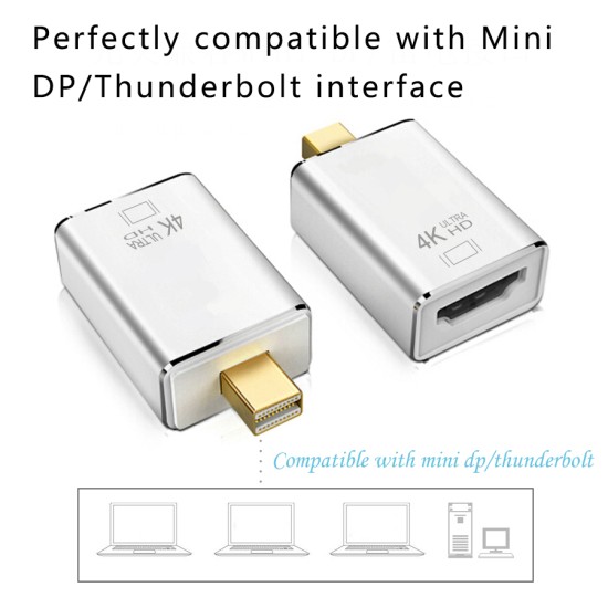 Mini Display Port to HDMI VGA Converter Adapter 8-pin DP Cable for MacBook Air 13 Surface Pro 4 Silver