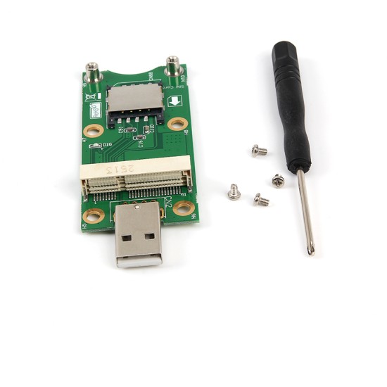 Mini PCI-E USB Adapter with 8-pin SIM Card Slot for WWAN / LTE Module green