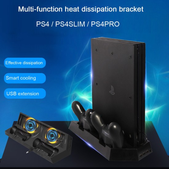 PS4 PS4 Pro PS4 Slim Dual Controller Charging Station with Cooling Fan for Sony Playstation 4 Dualshock 4 Pro Game Console black