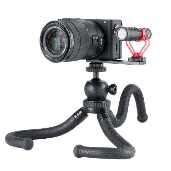 PT-5 Vlogging Microphone Mount Tripod Adapter Bracket Stand for SONY A6400 A6500 A6300 Camera  black