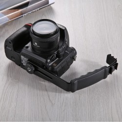 Photography Video Flash Camera Grip L-Shape Bracket Holder With 2 Side Hot Shoe Mounts for Video Light Flash DSLR Holder black