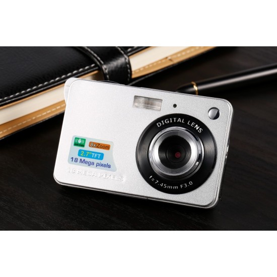 Portable 18 Megapixels Digital Video Camera 2.7'' TFT Display Digital Zoom Video Camera - Silver