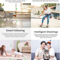 Portable Smart Selfie Stick 360 Rotates Auto Face Object Tracking Vlog Shooting Smart Phone Mount Holder White