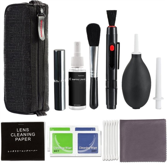 Professional DSLR Lens Camera Cleaning Kit Spray Bottle Lens Pen Brush Blower  black