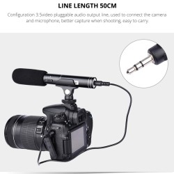 Professional Interview Microphone Photography Shotgun Mic Video Camcorders Mike for Canon/Nikon/Sony DSLR Camera black