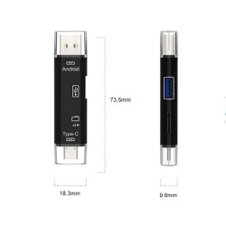 TYPE-C to TF USB2.0 Multifunction Card Reader USB OTG type-c All in One Hub Extension black