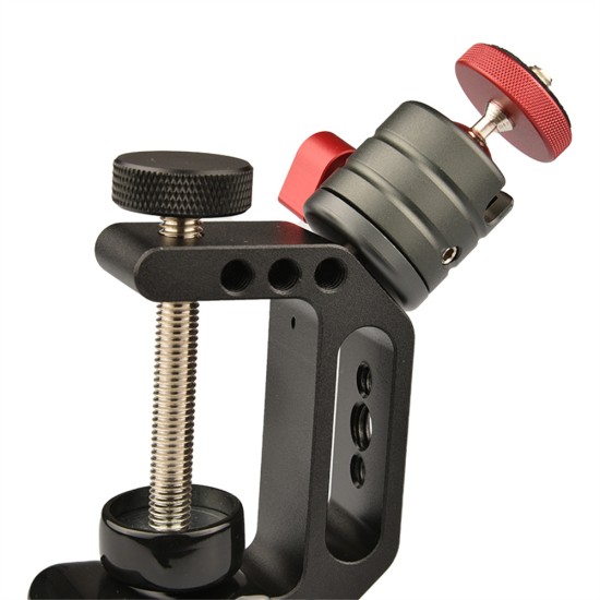 Thread Mount Mini Spherical Gimbal Universal Adjustable 360 Degrees Swivel Stand Red Gray