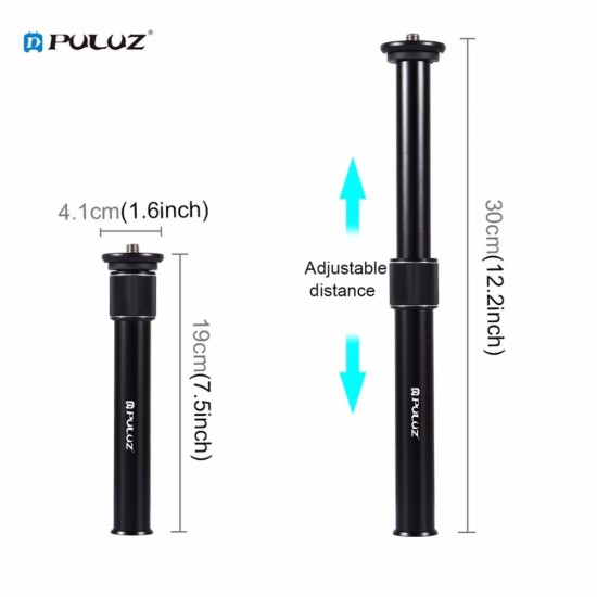 Tripod Mount Monopod Extension Rod with 3/8inch Screw Metal Handheld Tube for DSLR SLR Cameras black