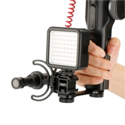 Ulanzi 3-heads Hot Shoe Mount Adapter Mobile Phone Stabilizer for Digital DSLR Camera black