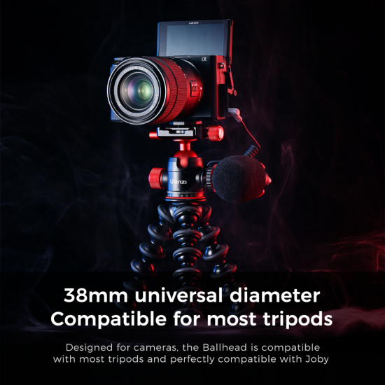 Ulanzi U-70 Tripod Ball Head Hot Shoe Double Panoramic Head Mini Cold Shoe Spherical Bracket black