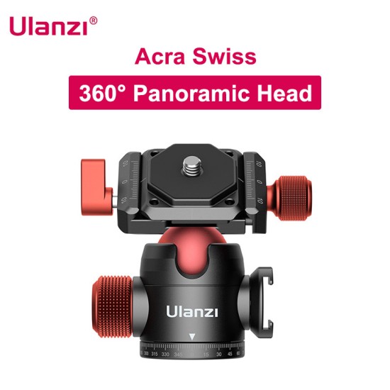 Ulanzi U-70 Tripod Ball Head Hot Shoe Double Panoramic Head Mini Cold Shoe Spherical Bracket black