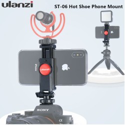 Ulanzi Vertical Shooting Phone Mount Holder Adjustable Mount with Cold Shoe Magic Arm for LED Light Microphone black