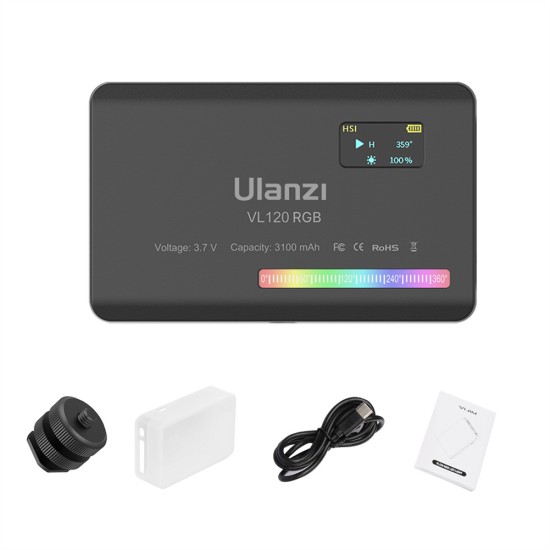 Ulanzi Vl120 RGB Mini Pocket Led Portable Full-color Photography Lighting Handheld Lamp Black