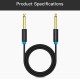 Vention Aux Guitar Cable 6.5 Jack Audio Cable 6.35mm Aux Cable for Stereo Guitar Mixer Amplifier Speaker  black