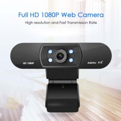 Webcam 1080P HDWeb Camera with Built-in HD Microphone  USB Plug in Web Cam Widescreen Video black