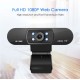 Webcam 1080P HDWeb Camera with Built-in HD Microphone  USB Plug in Web Cam Widescreen Video black