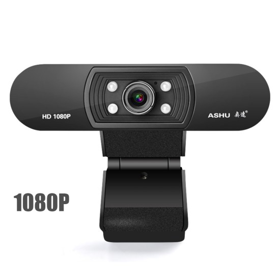 Webcam 1080P HDWeb Camera with Built-in HD Microphone  USB Plug in Web Cam Widescreen Video black