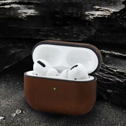 Wireless Bluetooth Earphone Cases For Apple AirPods Charging Headphones For Airpods Synthetic Leather Protective Cover Dark brown