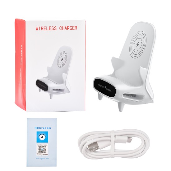 Wireless Charger Camera HD 1080p Mobile Phone Video Shooting Adapter Night Version Cctv Camcorder White