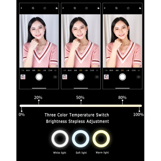 Y2 Selfie Fill Light Desktop LED Ring Light for Tripod Stand USB Plug for YouTube Tik Tok Live Photo Studio white