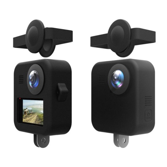 for GoPro Max Dual Lens Caps Body Silicone Anti-slip Anti-fall Waterproof Protective Case black