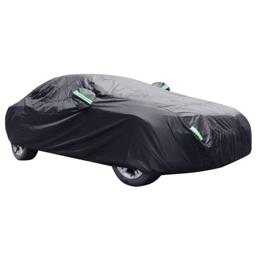 Car Cover All Black 190t Silver Coated Cloth Rainproof Sunscreen Protector Exterior Snow Covers 430x160x120CM