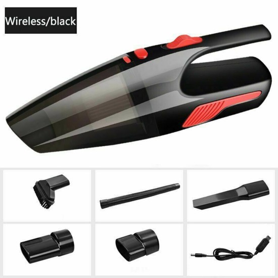 220v Wireless/Wired Hand Held Car Vacuum Cleaner Portable Car Wet Dry One-key Control Vacuum Cleaner With Light Car Auto Home Duster Wireless black