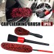 3 Pcs Car Wheel Cleaning Brush Kit Imitation Wool Tire Scrub Stick Auto Detailing Cleaner Set black red