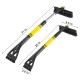 3-in-1 Expandable Car Ice Scraper with Snow Sweeping Brush Windshield Defrost Shovel Tool Yellow