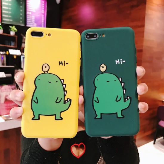 Couple Cute Cartoon Yellow Green Small Dinosaur Mobile Phone Protection Shell Phone Case Phone Cover For OPPO yellow_OPPO A5/A3S/4g version