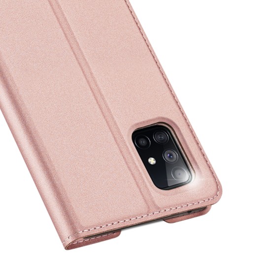 DUX DUCIS for Samsung A21s/A51 5G Magnetic Protective Case Bracket with Card Slot Leather Mobile Phone Cover Rose gold