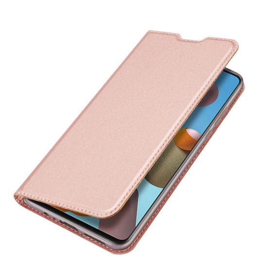 DUX DUCIS for Samsung A21s/A51 5G Magnetic Protective Case Bracket with Card Slot Leather Mobile Phone Cover Rose gold