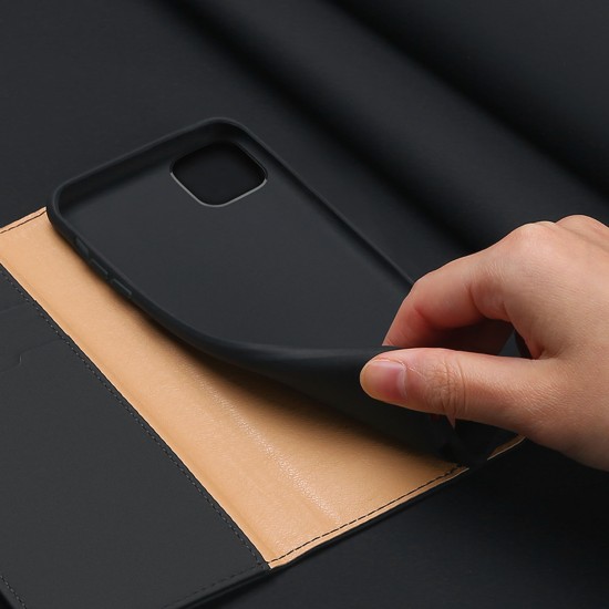 DUX DUCIS for iPhone 11 pro MAX 2019 Luxury Genuine Leather Magnetic Flip Cover Full Protective Case with Bracket Card Slot black