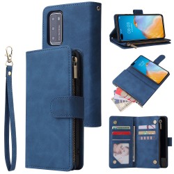 For HUAWEI P40 Case Smartphone Shell Wallet Design Zipper Closure Overall Protection Cellphone Cover  2 blue