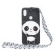 For HUAWEI Y6 2019 Y7 2019 Y9 2019 Cartoon Full Protective TPU Mobile Phone Cover with Mini Coin Purse+Cartoon Hanging Lanyard 4 black pandas