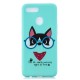 For OPPO A7 Cartoon Lovely Coloured Painted Soft TPU Back Cover Non-slip Shockproof Full Protective Case with Lanyard Light blue